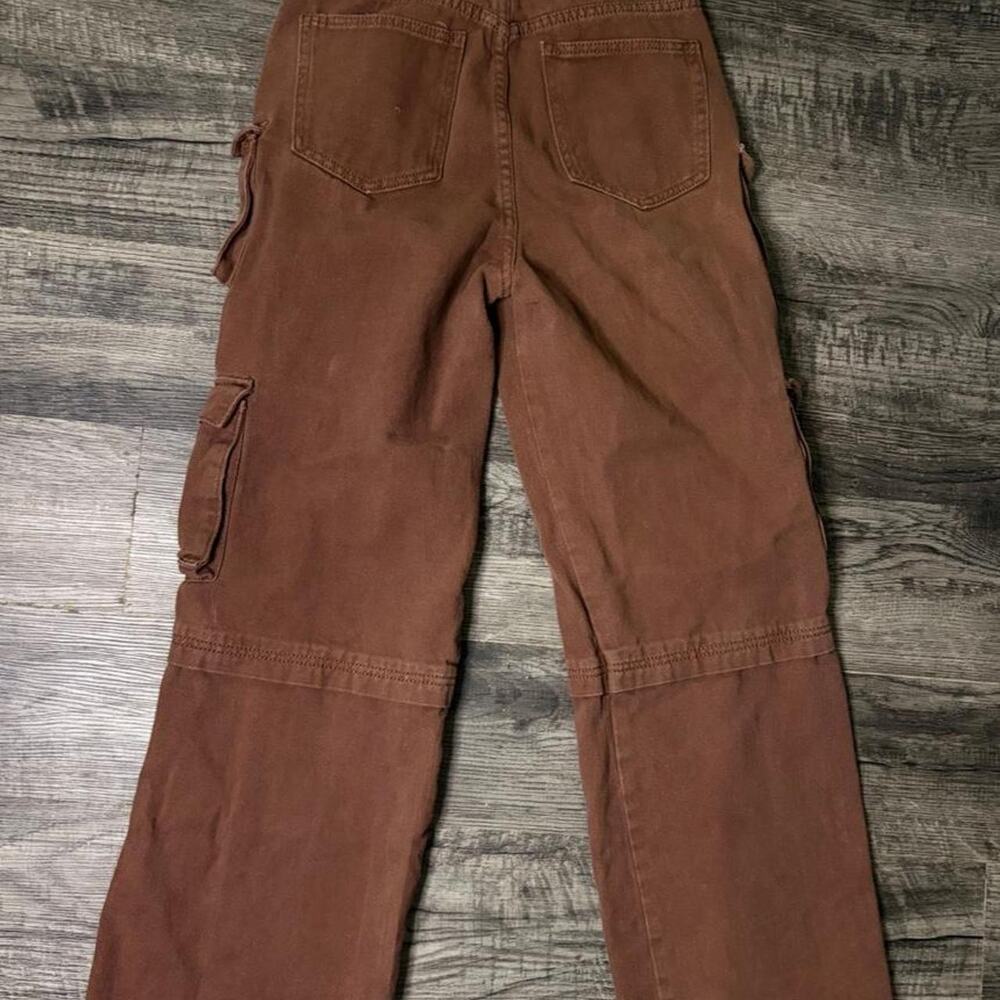Princess Polly Brown Cargo Pants - Size 4 - Picture 3 of 6